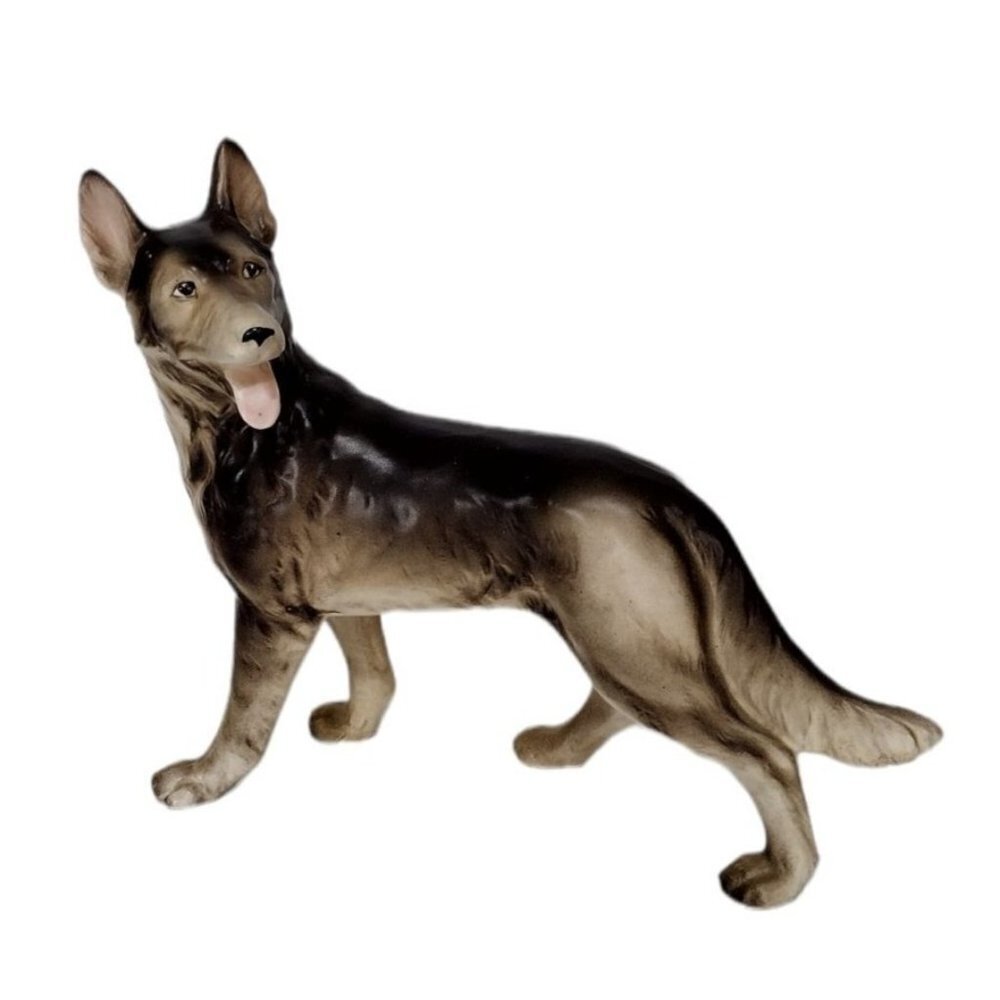 Vintage 1960's Ceramic German Shepard Dog Figurine Stamped Japan